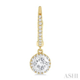 4 MM White Topaz and 1/5 Ctw Round Cut Diamond Semi-Precious Fashion Hoop Earrings in 14K Yellow and White Gold